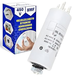 Condensateur Demarrage d'une Capacité de 8µf et d'une Tension Nominale de 450V Type CBB60 Possède le Code D'origine 481912118279 57X0632 AS0030666 C00313246 - Garantie de 10 Ans - MONTERAL