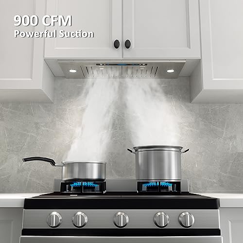 Iktch 36 Inch Built-In/Insert Range Hood 900 Cfm, Ducted/Ductless Convertible Duct, Stainless Steel Kitchen Vent Hood With 4 Speed Gesture Sensing&Touch Control Panel(Ikb01-36) #TOP1