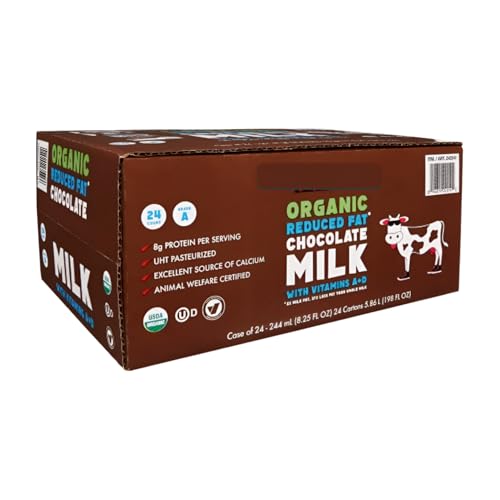 Organic Reduced Fat Chocolate Milk, 8g Protein, 8.25 fl oz, 24 Count