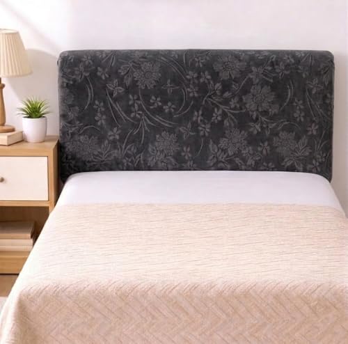 Image of HOMETHREADS Stretchable Velvet Headboard Cover | Soft, Dust-Proof & Wrinkle-Resistant Bed Back Protector | Fits Leather, Wooden & Fabric Bedsides | for 3ft to 3.5ft Beds (Black, 90x65Cm)