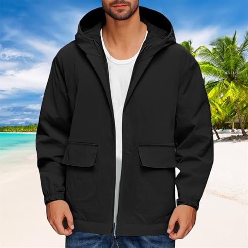 Full Zip Hoodies for Men Casual UPF 50+ Lightweight Jackets Trendy Comfort Rash Guard Hooded Walking Hiking Windbreaker2