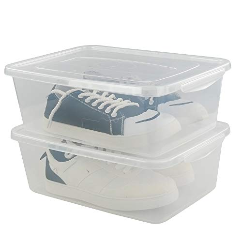 Jekiyo Clear Plastic Storage Bin, 14 Quart Latching Box Container With Lid, 4 Packs #TOP3