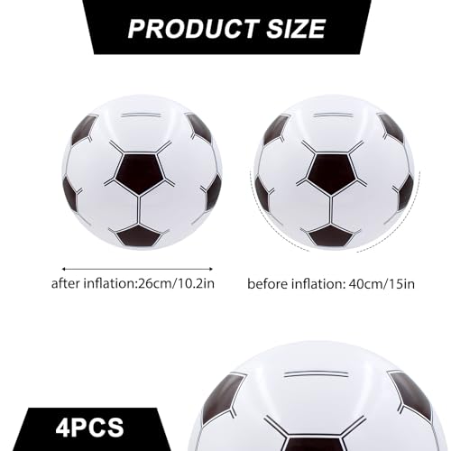 Inflatable Beach Football 15inch 4Pcs for Adult Kids Sports Game Party Birthday Gifts Blow Up Black and White Soccer Ball Soft Thicken Leakproof PVC for Swimming Pool Water Park Plays Summer Supplies - Image 3