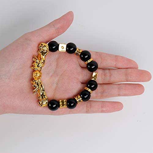 NEWITIN 12 Pieces Feng Shui Bracelets for Men Lucky Bracelet Obsidian Wealth Amulet Bracelet Hand Carved Pi Xiu Bracelets for Men and Women4