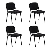 hjh OFFICE 4er Set Besucherstuhl stapelbar XT 600 Konferenzstuhl Stapelstuhl gepolstert, Metallgestell, Stoffbezug Schwarz 704500