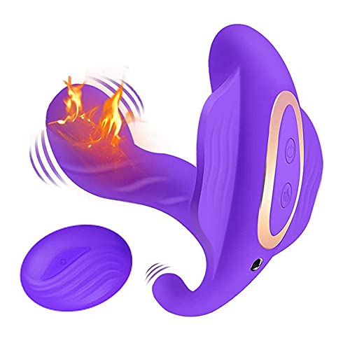 Wireless Remote Control Vibrator Clitorial G spot Butterfly Stimulator Smart Heating 10 Kinds Vibration Soft Flirting Dildo Vibrator Sex Toys for Women Couples(Purple)