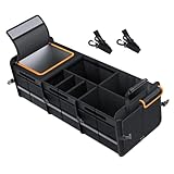 ❄️【Faltbar】: Auto kofferraum organizer kann vollständig zusammengeklappt werden und nimmt so weniger Platz ein. Der abnehmbare Deckel hält Ihre Gegenstände verborgen und bietet zusätzliche Sicherheit.