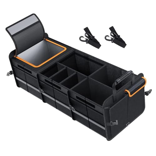 IGTOPS Organizador de maletero, organizador de maletero de coche con tapa, bolsa plegable para maletero, organizador de coche (30 x 35 x 88 cm)