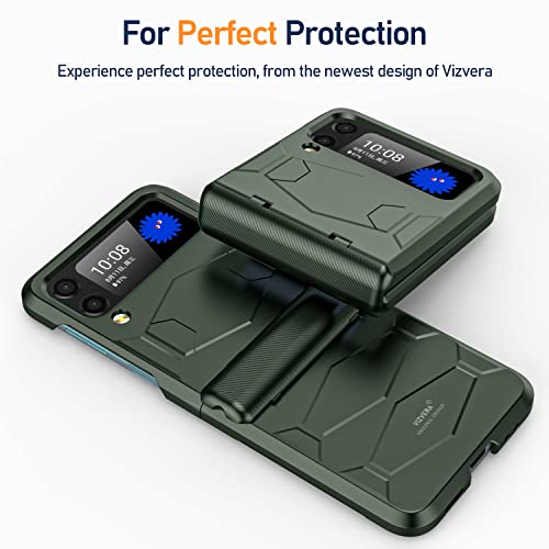 Vizvera Galaxy Z Flip 3 5G Case (2021), Hinge Protection, Armor Design, Hard Pc, Comfortable Grip, Anti-Drop, Green #TOP3