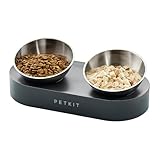PETKIT Cat Bowls with Stand Tilted, 0 &15° Stainless Steel Elevated Cat Feeding Bowls for Cats and Small Dogs, Raised Cat Food and Water Bowls, Stress Free, Food Grade Material, Anti Slip None Spill
