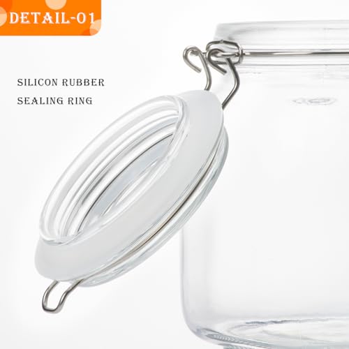 Image of 34oz Square Glass Food Storage Jars with Airtight Clamp Lids 3 Pack