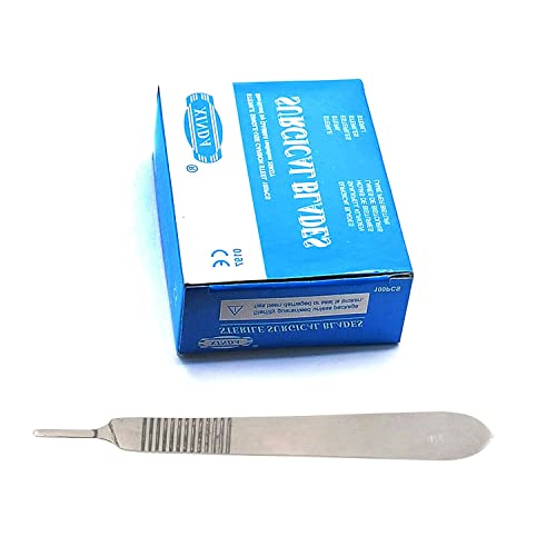 100 Scalpel Blades # 15 With Free Handle #TOP5