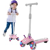 Kid Electric Scooter, 3 Wheel Electric Toddle Scooter for Kids, 3 Adjustable Height, Flashing LED Wh