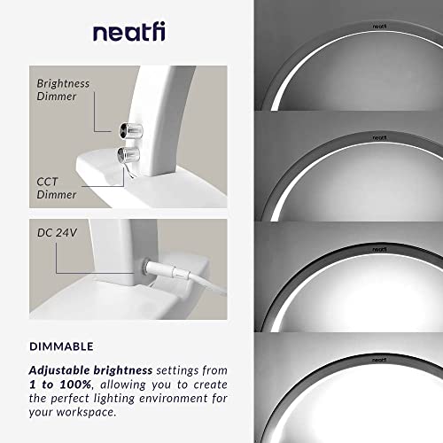 Neatfi Half Moon Led Table Lamp For Estheticians, Nail Tech, And Cosmetician, 1600 Lumens, Dimmable, 3 Light Modes, 40W, 2700K-5600K, For Nail Art, Facial, Waxing, Threading And Tattoo (White) #TOP5