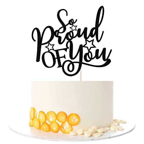 Kaoenla So Proud Of You Cake Topper-Congratulations To The Class Of 2022 Graduation, Cheers To Graduation, Academic Success Landing Party Decoration Supplies (Black) #TOP1
