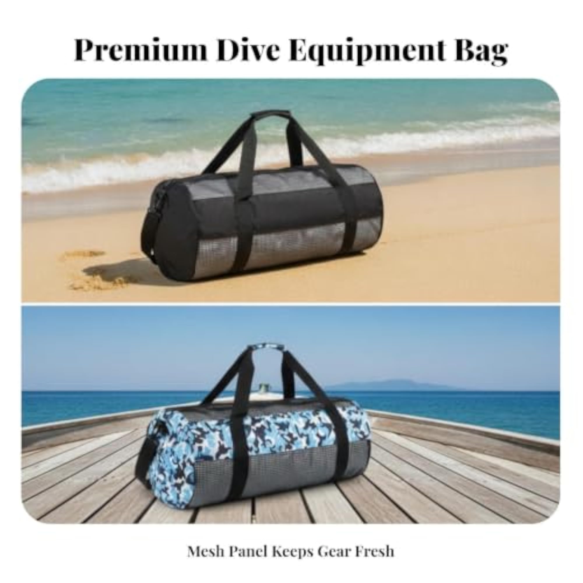 Dive Equipment Bag with Shoulder Strap, Roomy Cylindrical Design