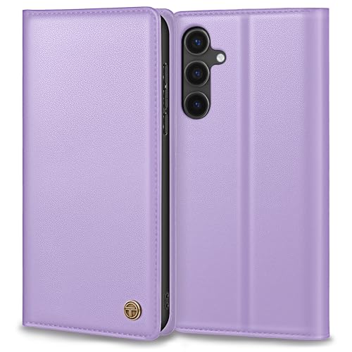 Étui de protection à rabat en cuir pour Samsung S25 violet clair