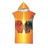 HNHDDZ 3D Tier Wassersport Badetuch Bademantel Mit Kapuze Karikatur Leopard Schmetterling Schön Hund Katze Wolf Hai Blau Weiß Orange Grau Polyester Gemütlich (Stil 6)