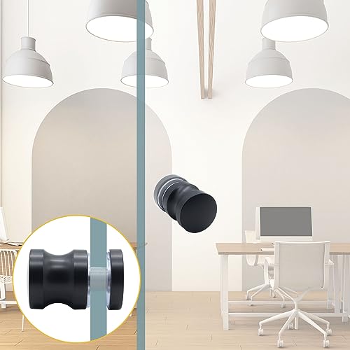 Image of 2 Pack Shower Glass Door Handle, Stainless Steel Shower Doors Knob One Sided Pull Hardware for Bathroom Glass Doors (Black)