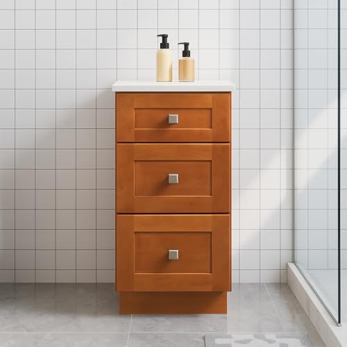 Maple Shaker 3 Drawers Bathroom Vanity Base Cabinet 18 Width x 21 Depth (18 Width)