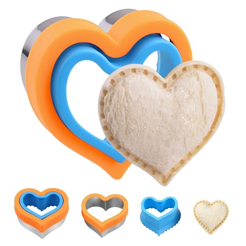 Taglierina per sandwich e sigillante, per pane e pancake, a forma di cuore, stelle, fai da te (cuore)