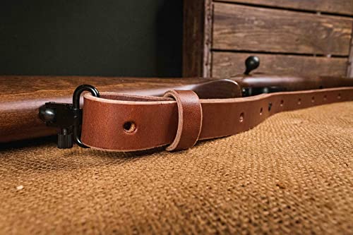 The Hunter -1" Wide Leather Rifle Sling By Nohma Leather (Brown) #TOP4