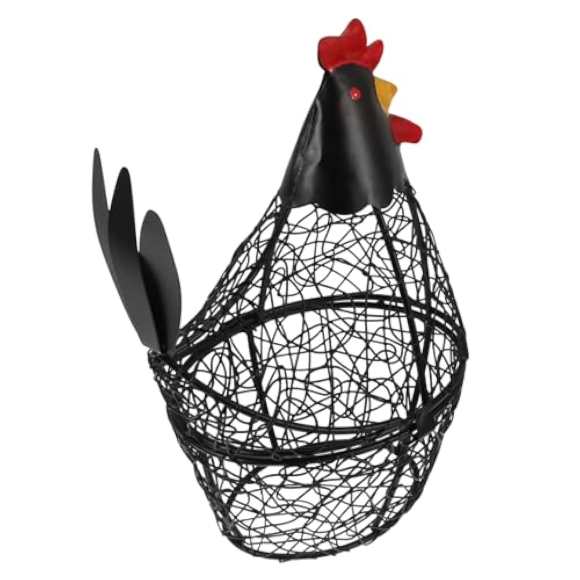 Iron Hen Shape Egg Basket, Black Metal Storage Organizer