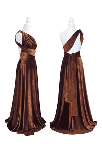 Image of Velvet Infinity Dress with Bandeau, Convertible Bridesmaid Dresses, Multiway Wrap Maxi Long Formal Wedding Guest Dress