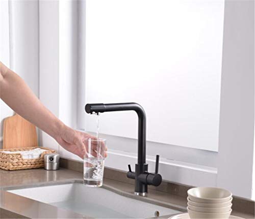 Robinet cuisine 3 voies en inox 304 noir avec mitigeur eau filtrée pivotant