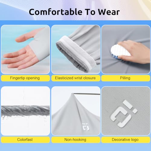 Image of PALAY Summer Arm Sleeves Extra Long Arm Sleeve with Hand Protection Nylon Cool Silk UPF 50+ Sun Protection Arm Sleeve Breathable Summer Arm Sleeves for Driving, Cycling, Gardening