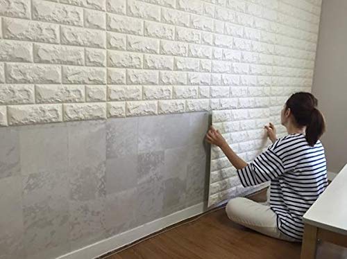 Placa 3d Espuma Adesiva Parede Tijolinho Branco 8mm A Melhor!