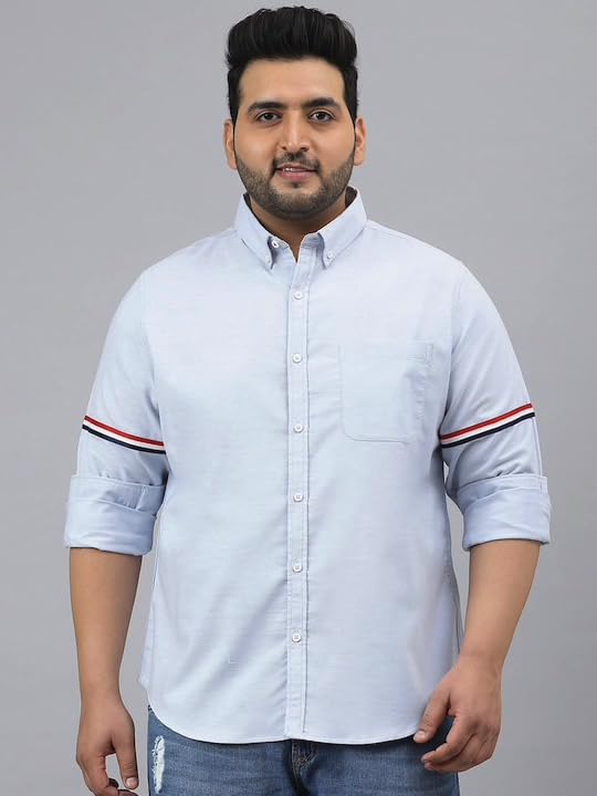 Image of Plus line Men Plus Size Stylish Solid Casual Shirts