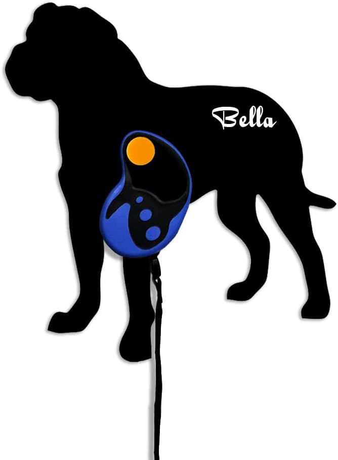 Rottweiler 2 Silhouette - Custom Name Dog Leash Holder - Wall Hook