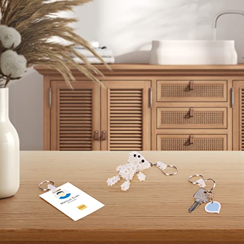 OIIKI 200Pcs Clear Acrylic Keychain Connector Snap Tabs, Plastic Keychain Clips for DIY Crafts, Card Holders for Keys Rings, Card Crafts for Office, Jewelry Making Accessories