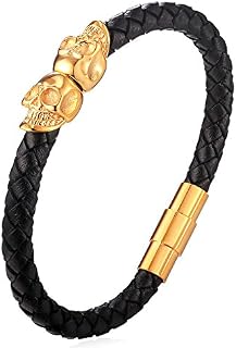 U7 Men Women 18K Gold Plated Surfer Biker Skull Skeleton Design Cuff Bracelet