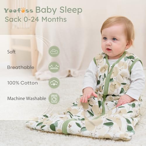 Image of Yoofoss Baby Sleep Sack 0-6 Months Baby Wearable Blanket 100% Cotton 2-Way Zipper TOG 0.5 Toddler Sleeping Sack 3 Pack, Lightweight Sleep Sacks for Babies(Small)
