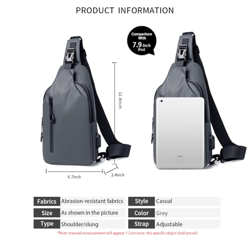 Lightweight Sling Bag Waterproof Crossbody Sling Backpack Small Chest Shoulder Backpack for Men Women(gray)3