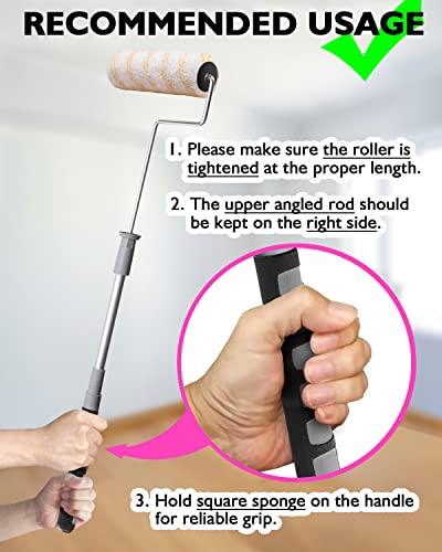 PinStone 6pcs House Paint Roller Kit, 9 inch Extendable Roller Frame with 5 Microfiber Roller Covers 1/2" Nap, Adjustable Painting Roller (18" - 36") for Walls, Ceilings, Floor, Home Painting Supplies