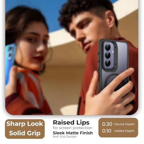 Image of A rtistque Compatible with MagSafe Frosted Ultra Matte Back Cover Case for Samsung Galaxy S26 5G | Smooth Grip Sides | Stylish Protective Design | Raised Camera Edges | S26 Back Cover - Brown