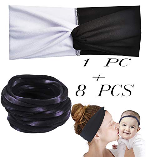 Black White Headband Turban Headbands for Women Twisted Black White Headwrap Yoga Workout Sport Head Bands with Hairbands for Baby Girls Women