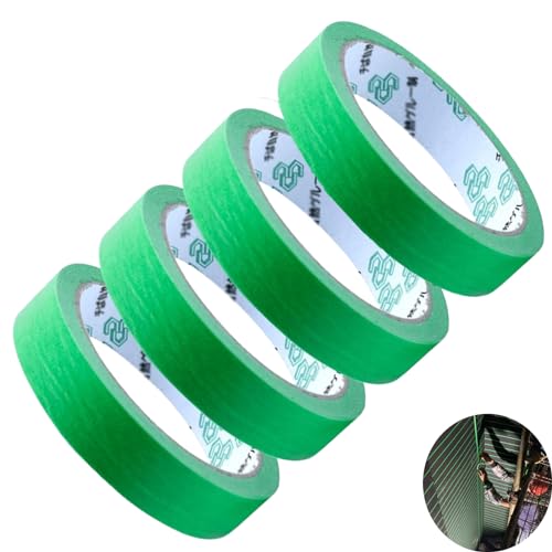 4 Rolls Green Writable Masking Tape - Low Tack, Professional Grade for Indoor Painting & Decorating