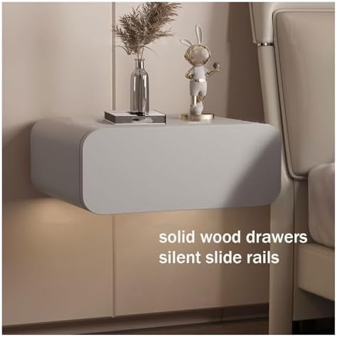 Minimalist Wood Floating Bedside Table - Light Luxury Hanging Nightstand with Small Storage, Perfect for Living Room and Any Room Décor.