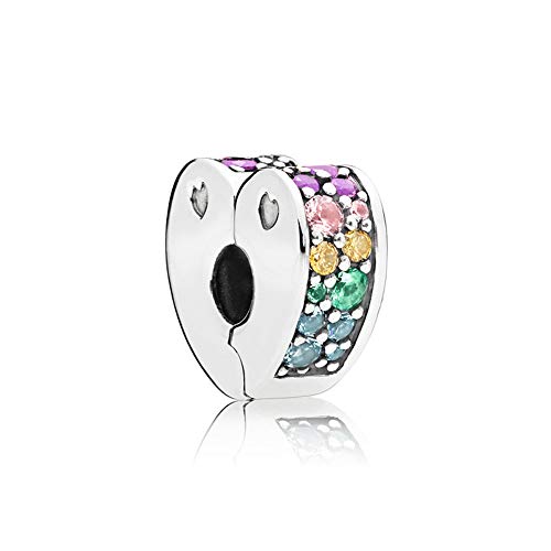 Image of ARTCHARM Clasp Love Safety Chain Charm - Authentic 925 Sterling Silver Heart Beads - Fit European Style Bracelet