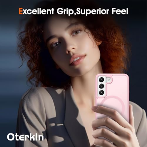Image of Oterkin Magnetic for Samsung Galaxy S25 FE Case Matte, S25 FE Phone Case Compatible with MagSafe Frosted Translucent Shockproof Anti-Scratch Slim Fit Case Military Grade Protection (Light Pink)