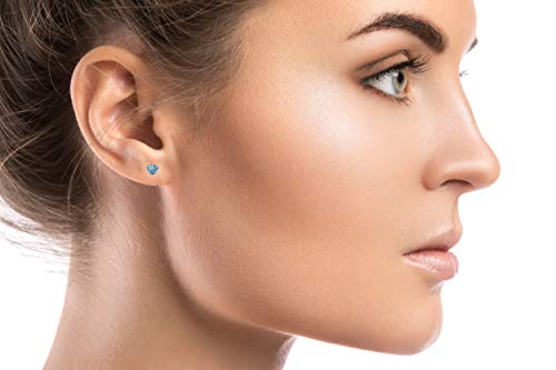 10K Yellow Gold 6Mm 1.00 Carat Heart Blue Topaz Stud Earrings With Friction Back By Lavari Jewelers #TOP2