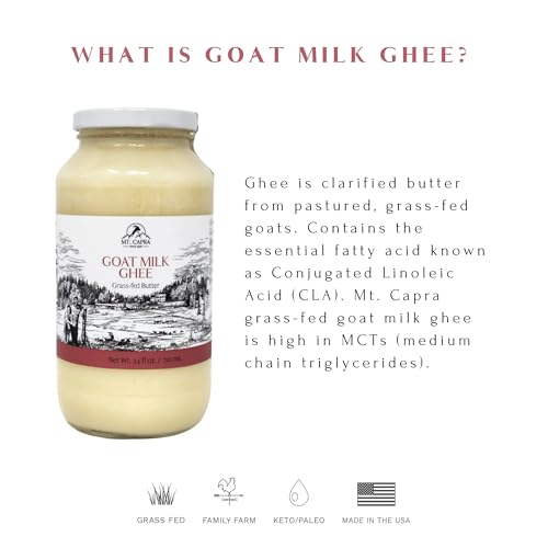 Mt. Capra Goat Milk Ghee | Grass-Fed Clarified Butter High in MCT Oil Perfect for Bulletproof Coffee, Keto, Paleo, and Whole 30 Diets | Pasture Raised and Unsalted | 142 Servings - 24 fl oz - Thumbnail 4