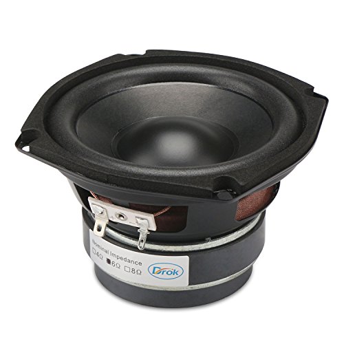 Image of DROK 4.5 inch 6 Ohm Hifi Subwoofer Speakers Stereo Audio Loudspeaker, 40W Dual Magnetic Loudspeaker with Good Bass for Audiophiles DIY Desktop Computer Speakers, Great Replacement for Sound System