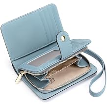 GAEKEAO Womens Wristlet Wallet with RFID Blocking, Small Vegan Leather Bifold Card Holder with Zipper Pocket & ID Window
