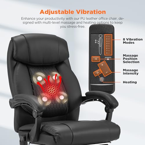 Homrest GGIN0252BK Executive Office Chair With Footrest,Reclining Massage Office Chair thumb #4
