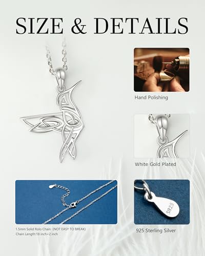 HUAIYU Hummingbird Celtic Pendant Necklace for Women- 925 Sterling Silver Lucky Celtic Knot Humming Bird Necklaces Mother's Day Birthday Christmas Jewelry Gifts for Mom3